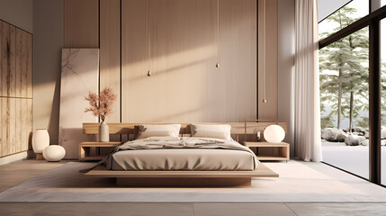 Harmony in Simplicity Bed Room: Japandi-Inspired Interior Design Concept