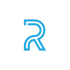 letter pr curves stripes outline logo vector