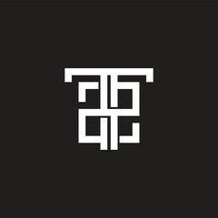 letter t2 square stripes geometric logo vector