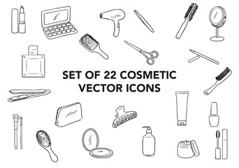 Set of 22 cosmetic vectors icon, thin line web icon set, vector illustration