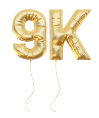 9K Follower Gold Balloons 3D 