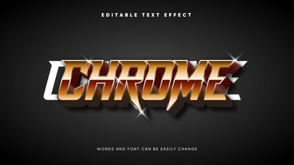 Editable text effect with retro style, chrome color