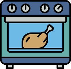 Oven decorative design element for website, presentation, flyer, brochure, printing, application. Icon style