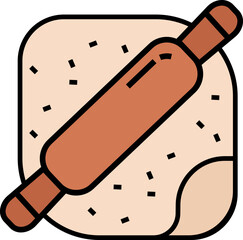 Rolling pin decorative design element for website, presentation, flyer, brochure, printing, application. Icon style