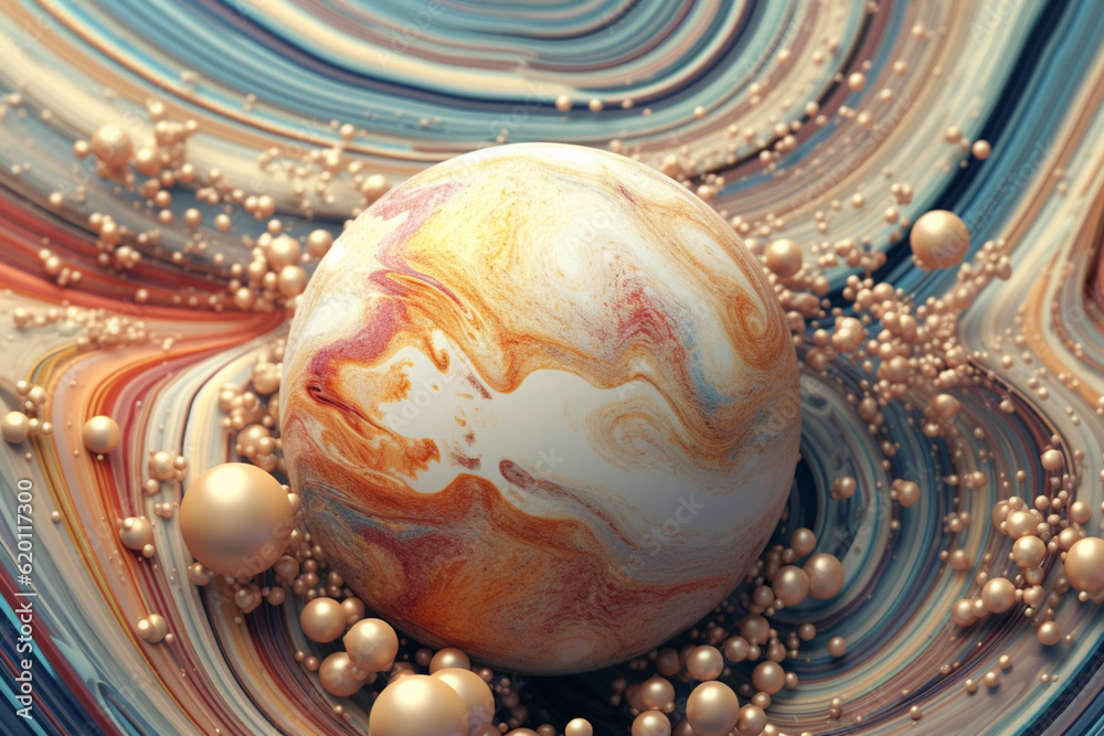 Leinwandbilder An abstract Mercury with swirling geometric patterns and soft pastel colors. Generative AI technology