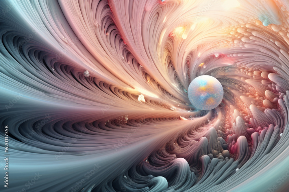 Aufkleber an abstract callisto with swirling geometric patterns and soft pastel colors, evoking a sense of tra