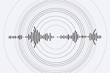 Pattern Audio Waveform with line, circle. Sound Wave Frequency for Banner, Poster, Cover. Abstract Background Music Wave. Electro Stereo Signal of Vector illustration.