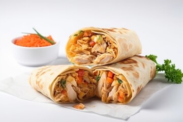 Delicious wraps with meat and parsley, roll