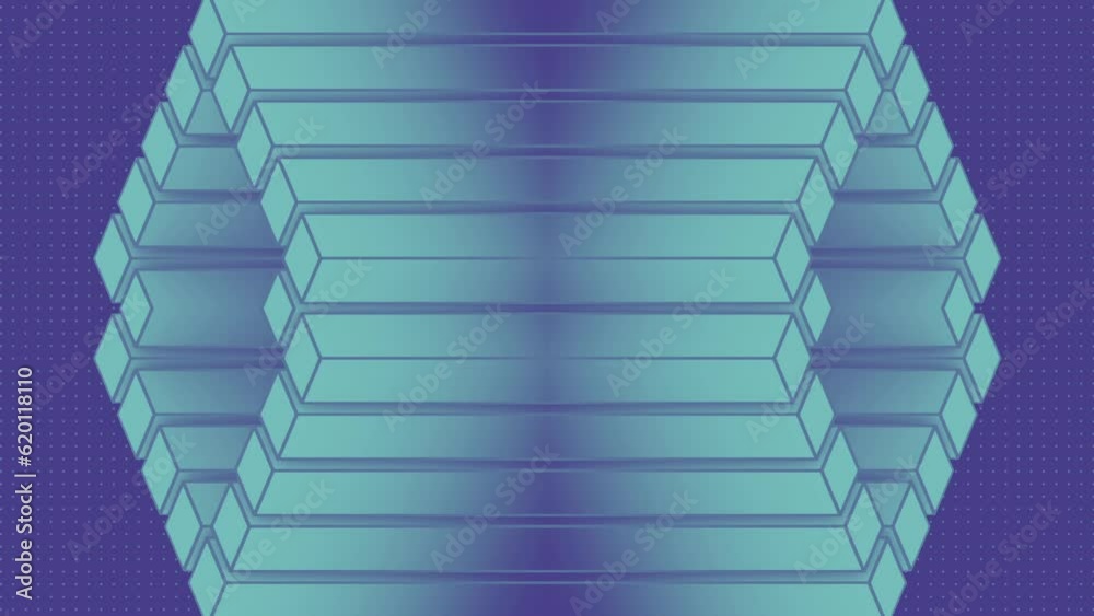 Poster Symmetrical background with loop animation of geometric shapes. 3d rendering HD