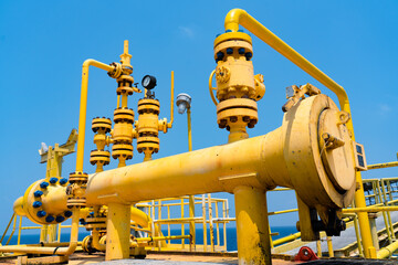 piple line Oil and gas processing plant with pipe line valves.Steel pipelines and valves.Oil...
