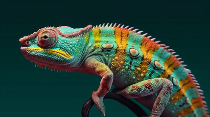 chameleon on a solid color background