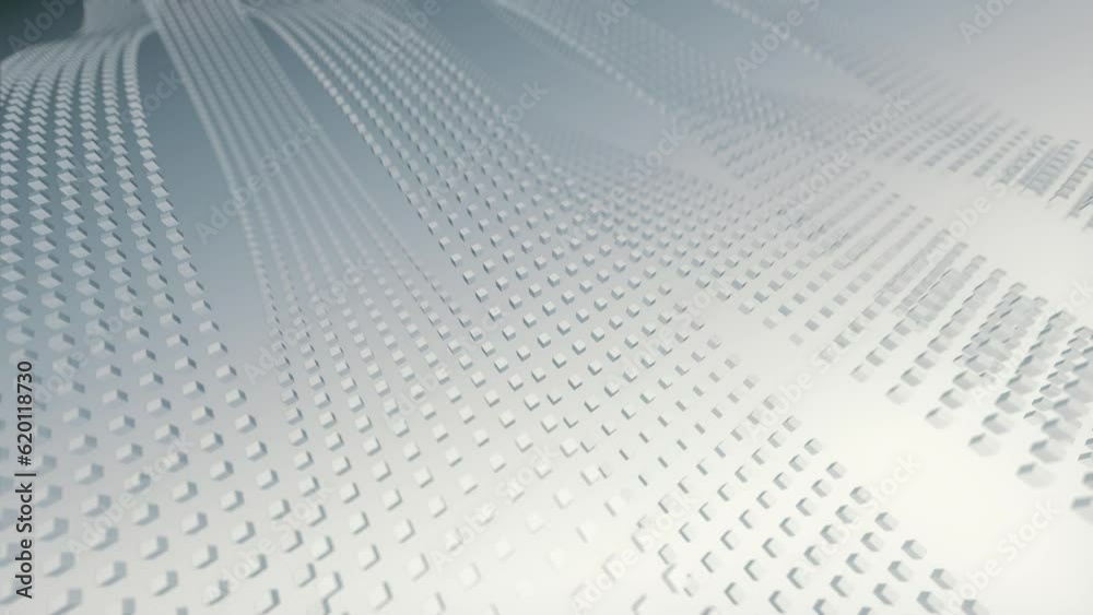 Aufkleber Movement by waves of bands of white particles, loop animation. 3d rendering 4K