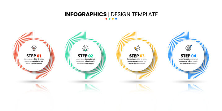 Infographic template. 4 abstract circles with icons