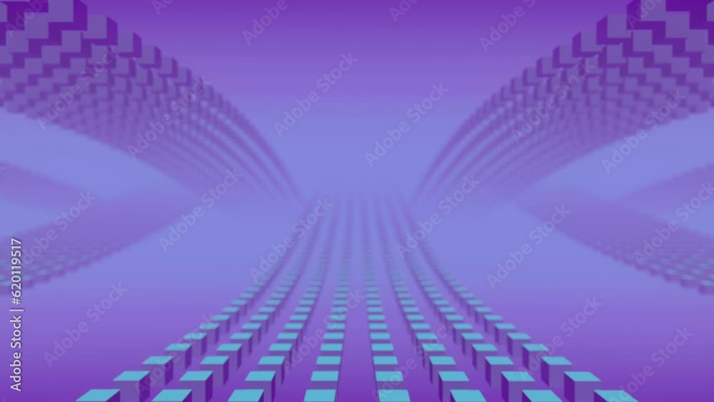 Leinwandbilder Pattern of moving particles symmetrical background. 3d rendering loop animation