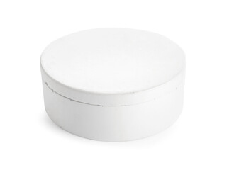 Holder with candle on white background