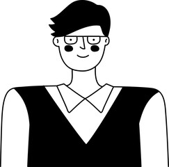 Handsome Guy with Glasses icon hand drawn design elements for decoration.