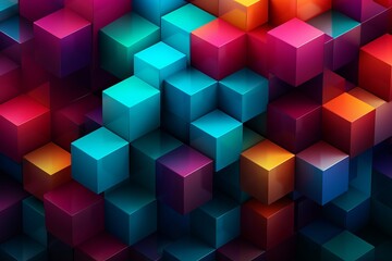 Seamless Geometric Cube Pattern Background, Generative AI 