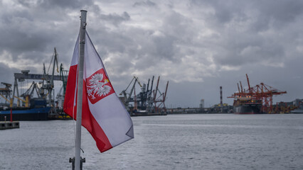 POLISH FLAG ON TEH SHIP - Nationality mark on flagstaff