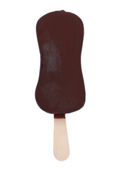 Delicious glazed ice cream bar isolated on white, top view