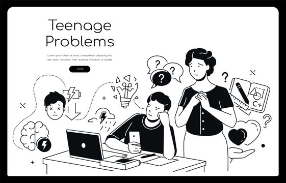 Teenage problems - modern line design style banner