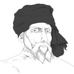 Realistic illustration of the Italian painter, sculptor and artist Donatello