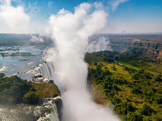 Fototapeta na wymiar The Victoria Falls in an aerial view - Zambia, Zimbabwe
