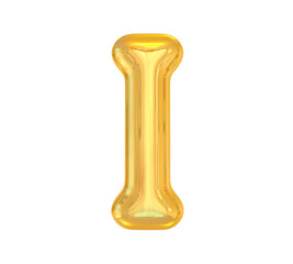 Letter I Golden Balloons 3D