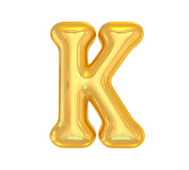 Letter K Golden Balloons 3D