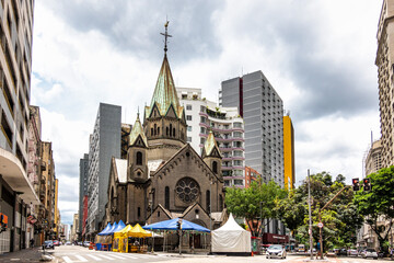 Parish Nossa Senhora da Conceicao, Santa Ifigenia at Sao Paulo, Brazil. Historical building of the...