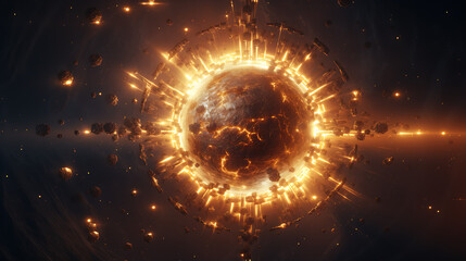 Dyson Sphere and the Sun: Artistic Depiction of Advanced Solar Power - AI-Generated