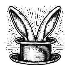 bunny ears inside the magic hat sketch © Satoru Sketches