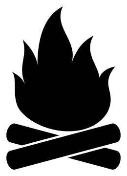Camp fire icon silhouette. Bonfire illustration.