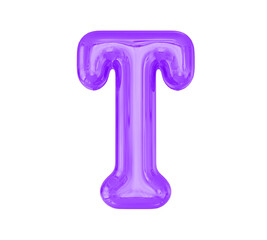 Letter T Purple Balloobs 3D