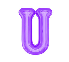 Letter U Purple Balloobs 3D