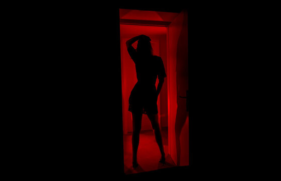 Prostitute waiting for the client. Red-light district.