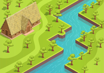 isometric park or forest
