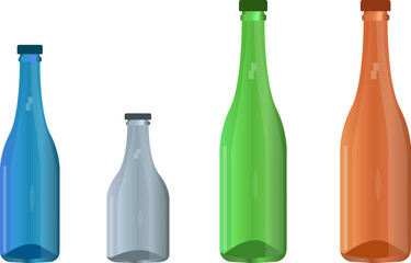 bottle of wine glass.  Set of  Vector blank and empty wine bottles. Mockup. Realistic vector, 3d illustration