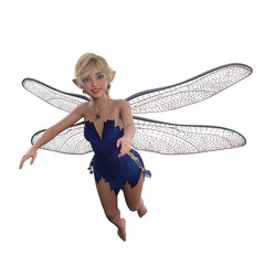 Enchanting fairy flying in a blue dress. Isolated 3D illustration. © IG Digital Arts