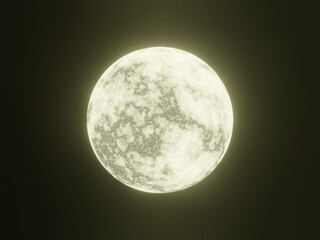 3D full moon night