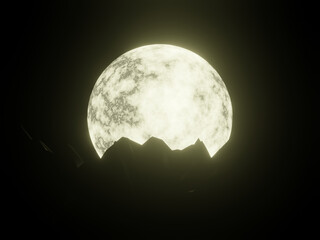 3D full moon night