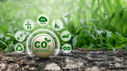 CO2 neutral, Reduce CO2 emission concept.Sustainable development and business based on renewable...