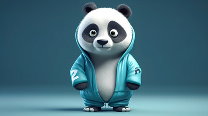 Creative illustration with a panda in a sports jacket, generative AI.