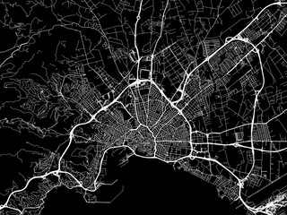 Vector road map of the city of  Palma de Mallorca in Spain on a black background. © Map Graphics