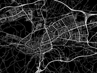 Vector road map of the city of  Burgos in Spain on a black background.