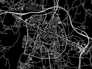 Vector road map of the city of  Torrelavega in Spain on a black background.