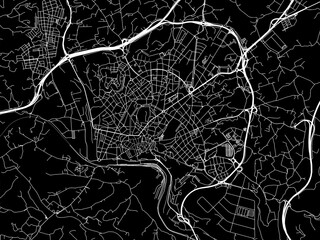 Vector road map of the city of  Manresa in Spain on a black background.