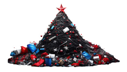 Christmas tree made from garbage concept of overconsumerism and pollution Digital Art