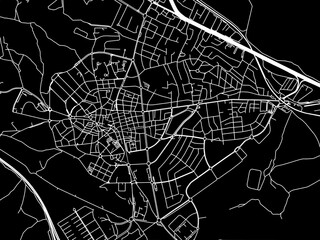 Vector road map of the city of  Majadahonda in Spain on a black background.