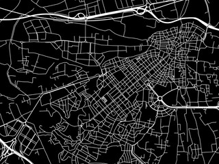 Vector road map of the city of  Torrent in Spain on a black background.