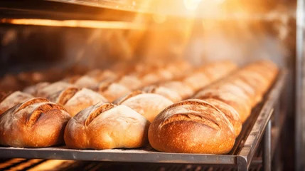 Fototapete Brot fresh bread in bakery oven